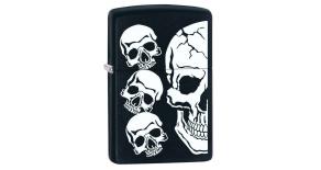 Зажигалка ZIPPO 218 Skull с покрытием Black Matte, латунь/сталь, чёрная, матовая, 36x12x56 мм